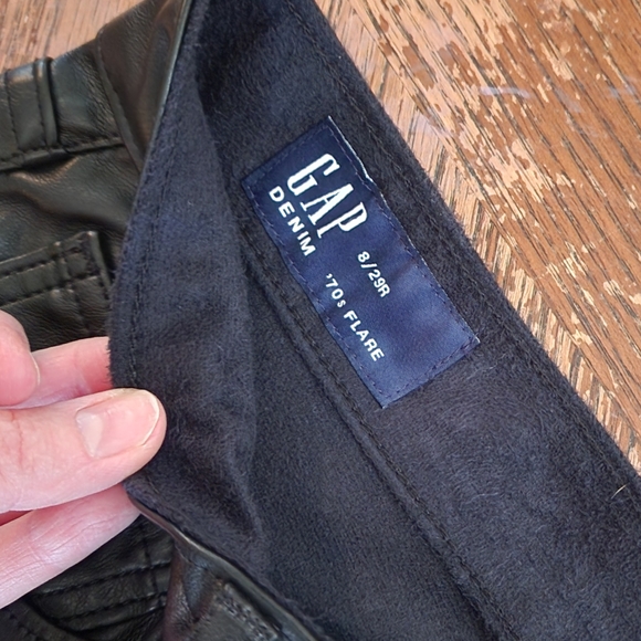 GAP High Rise Vegan Leather 70s Flare Pants, 29R - Picture 4 of 6